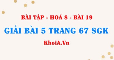 Bài 5 trang 67 SGK Hoá 8: Chuyển đổi giữa khối lượng, thể tích và lượng chất